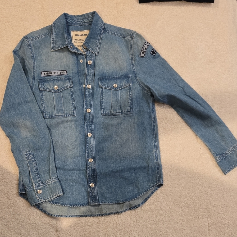 Zadig & Voltaire Blue Denim Button Down Shirt